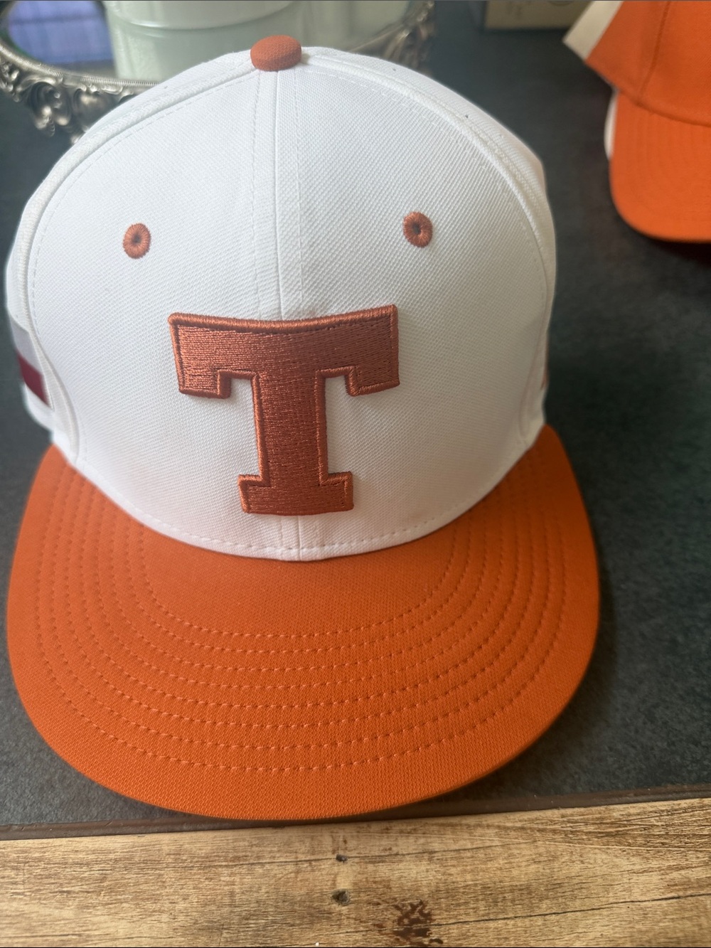 Nike White and Orange T Logo Snapback Hat University of Texas Horns